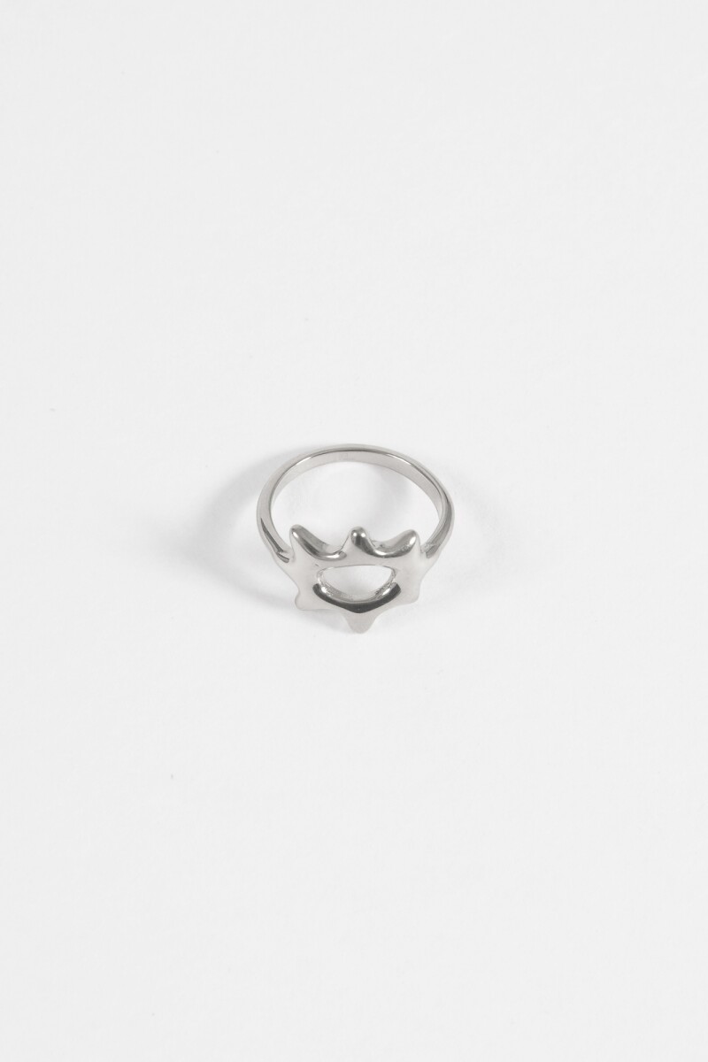 Anillo estrella hueco acero plateado