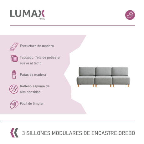 Pack x3 Sillón Modular Lumax de encastre Orebo en caja Gris