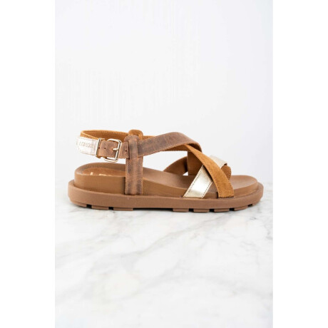 Sandalia Cuero Combinada Marron
