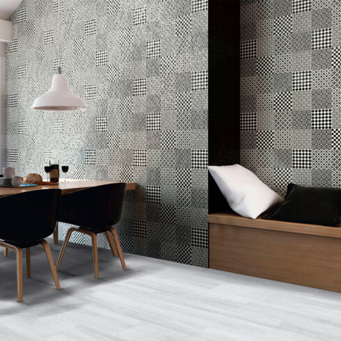 Porcelanato Blanco Y Negro Decorado 22.5X22.5Cm Piso Pared GAMAS DE BLANCO