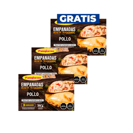 2 Paq. De Empanadas De Pollo X 3 + 1 Paq. De Empanada De Regalo 2 Paq. De Empanadas De Pollo X 3 + 1 Paq. De Empanada De Regalo