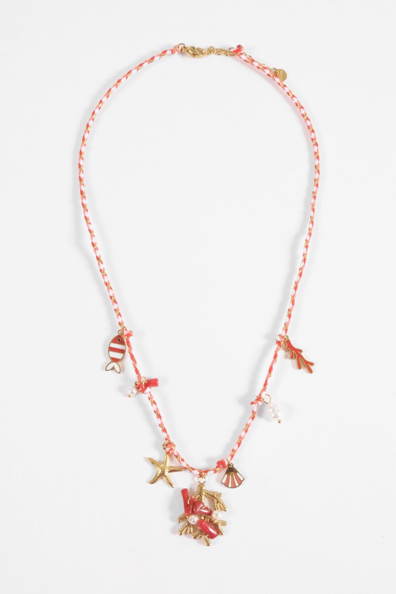 Collar dijes cordón rojo rojo