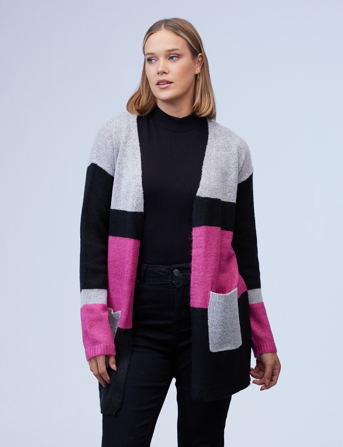 Cardigan Colorblock - Multi/gris — LA OPERA