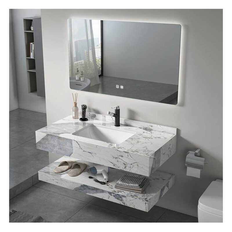 Mueble Para Baño 60cm En Piedra Tecnológica C/bacha Y Espejo Blanco Blanco Un Agujero Mueble Para Baño 60cm En Piedra Tecnológica C/bacha Y Espejo Blanco Blanco Un Agujero