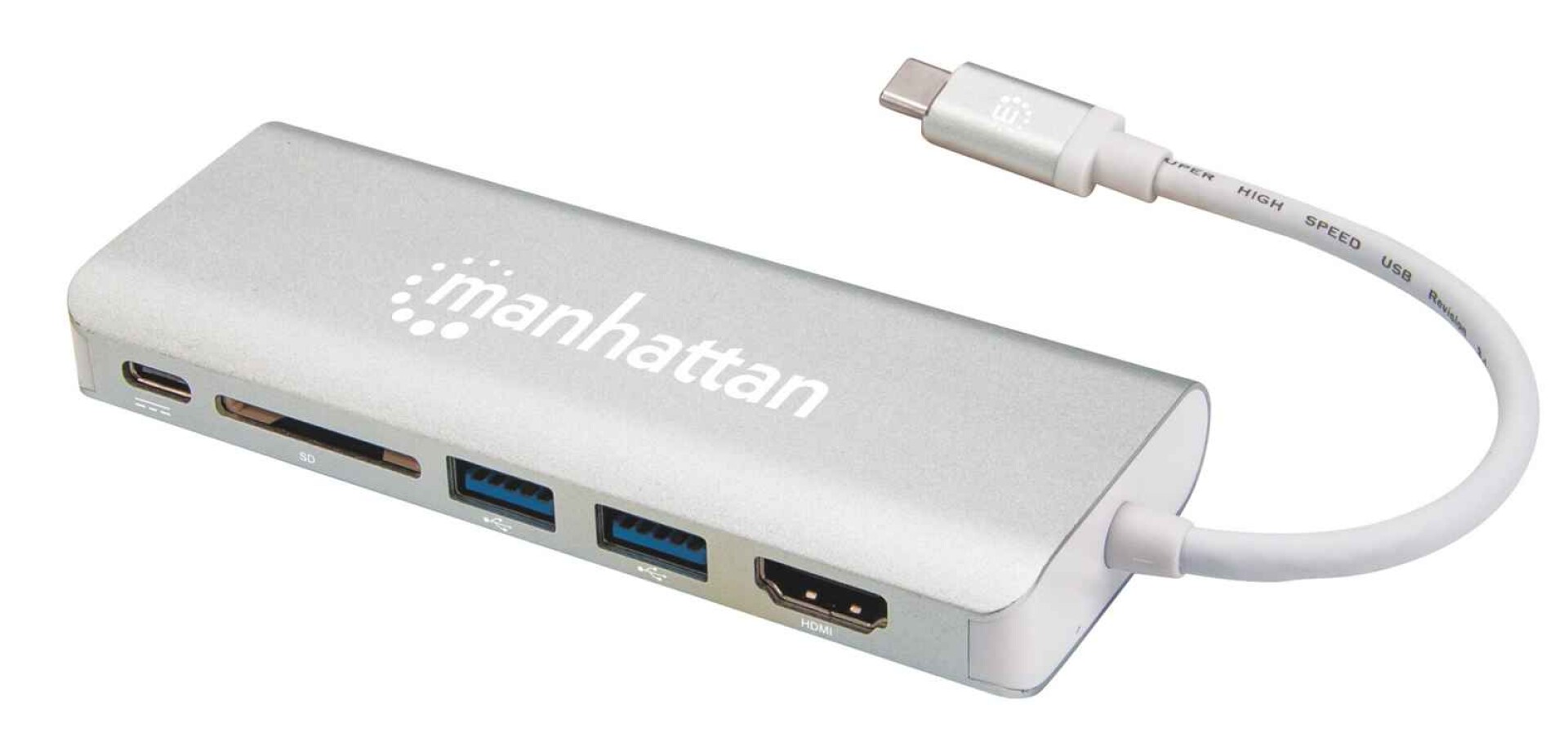 Hub USB C - Docking 2 USB Hdmi RJ45 SD Card - Manhattan - Hub Usb C - Docking 2 Usb Hdmi Rj45 Sd Card - Manhattan 