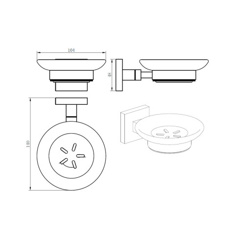 Jabonera Cromada Con Plato De Vidrio Marca Aqualia Linea Manchester 000