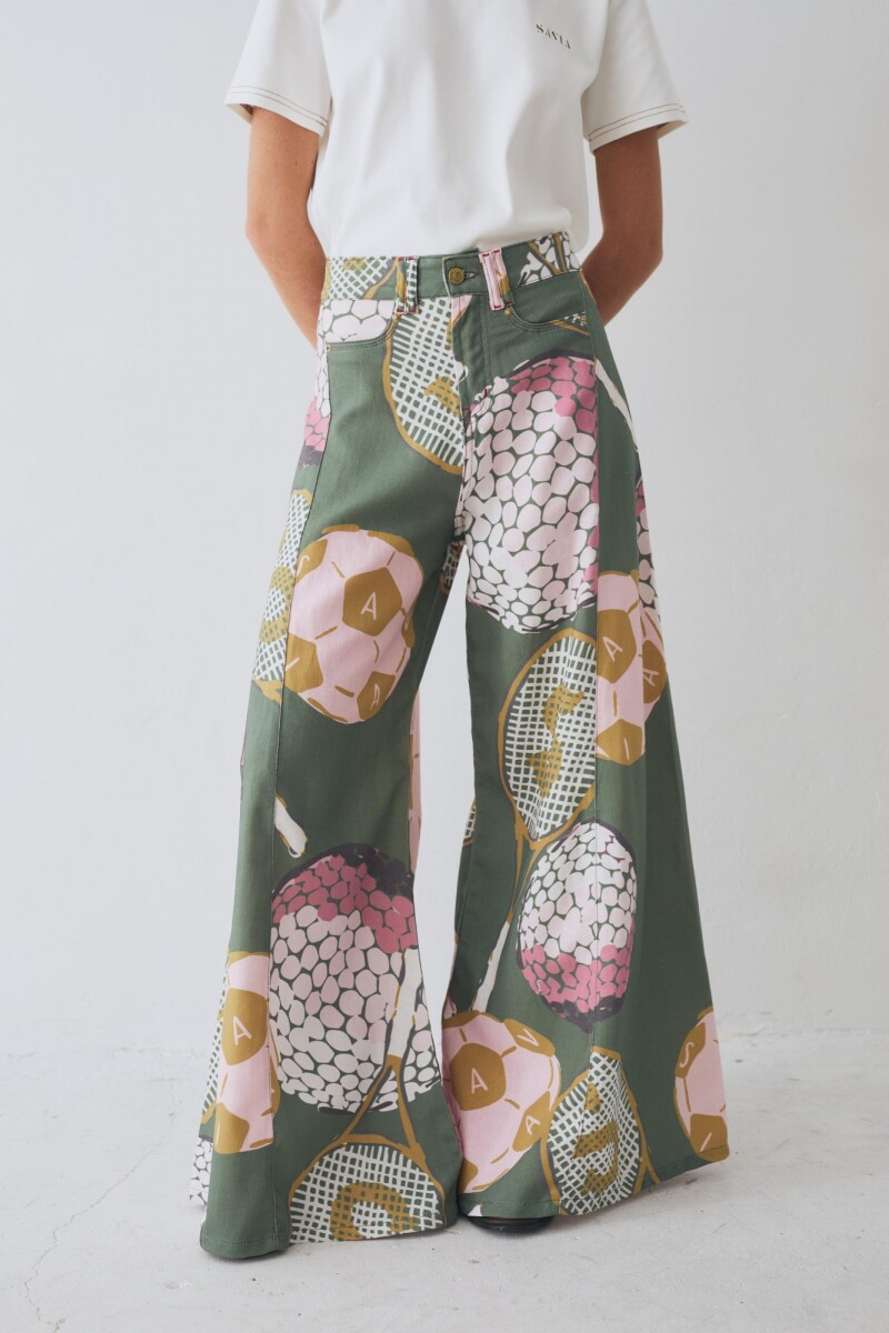 PANTALON WIDE XL PRINT TEAM - Macros Verde 