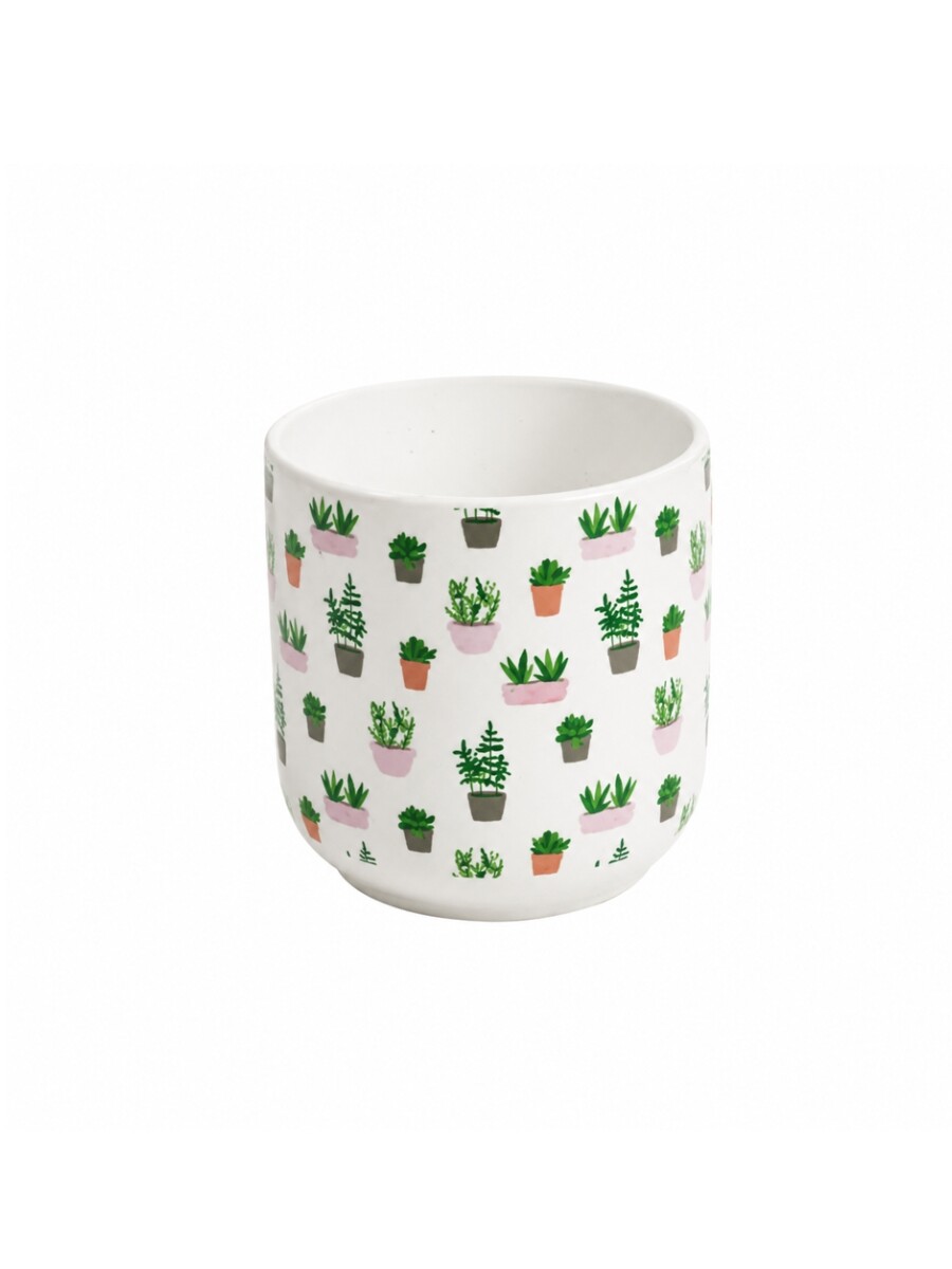 MACETA CERAMICA ESTAMPA PLANTAS MACETA CERAMICA ESTAMPA PLANTAS