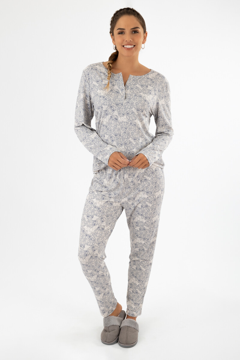 Pijama stitch - Gris melange 