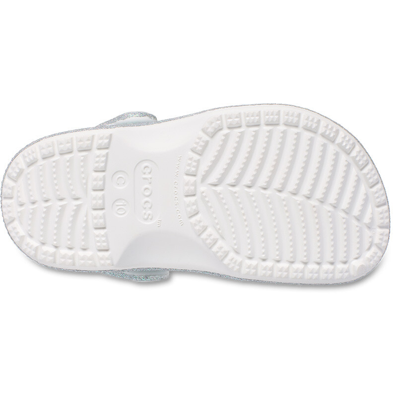 Classic Clog Iridescent Glitter Blanco
