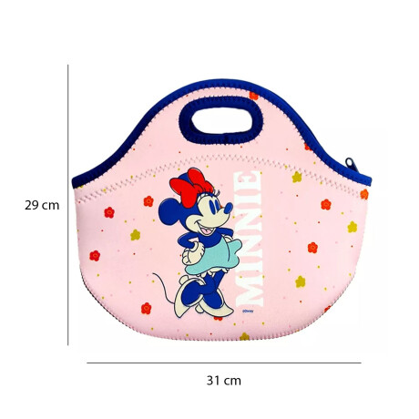 Lunchera de Neopreno Brio Bolso Térmico Bebida Comida c/ Asa Minnie Rosa Claro