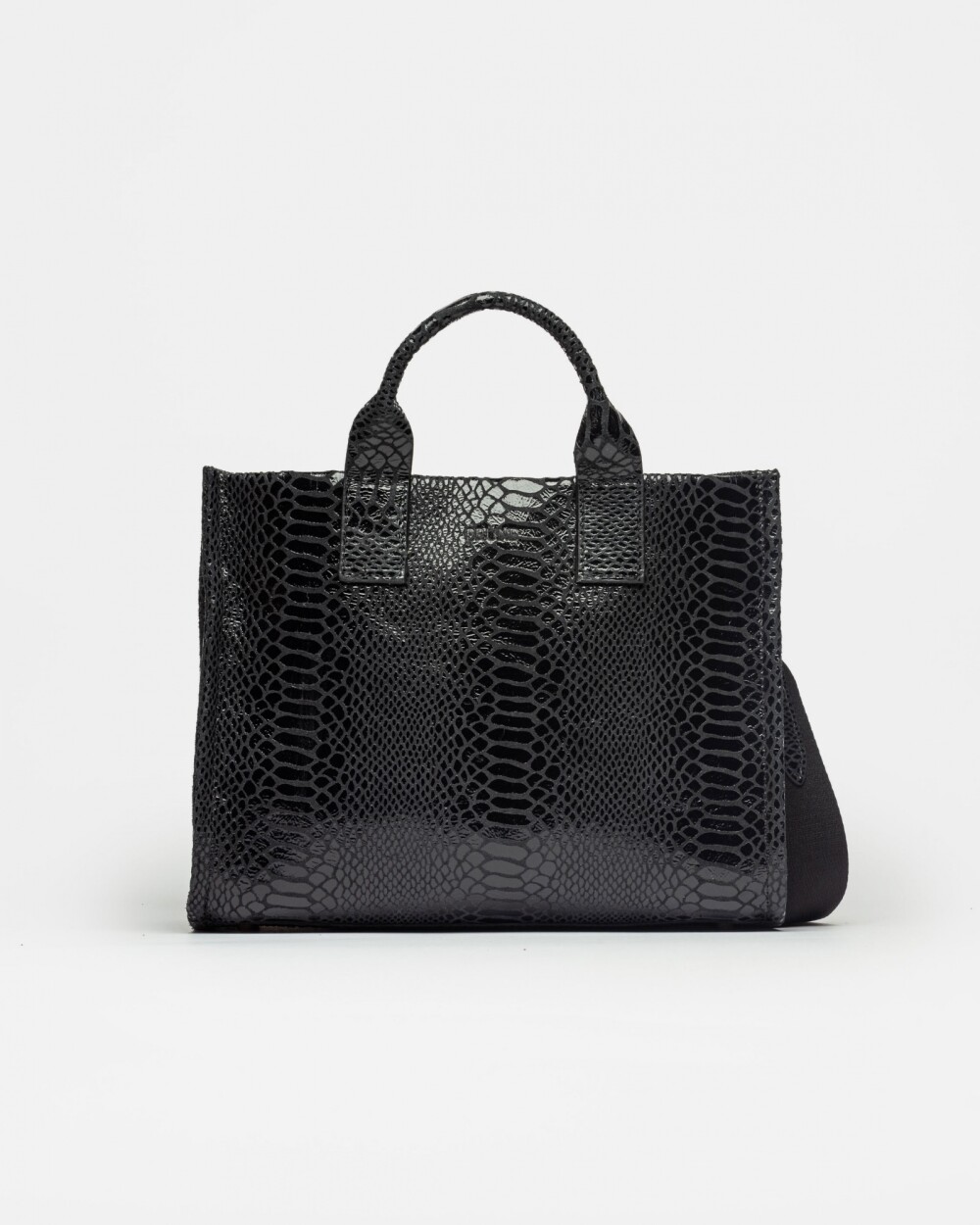 Cartera de mano Capri en cuero gamuza anaconda Negro