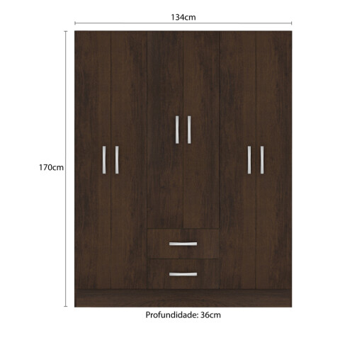 Ropero Armario 6 puertas 2 cajones con estantes y perchero 170 x 134 x 36 cm - Rustico Ropero Armario 6 puertas 2 cajones con estantes y perchero 170 x 134 x 36 cm - Rustico