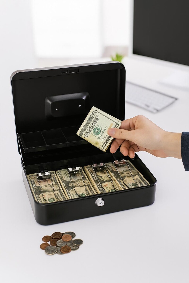 Caja/Cofre Registradora Con Divisiones Y Llaves 
