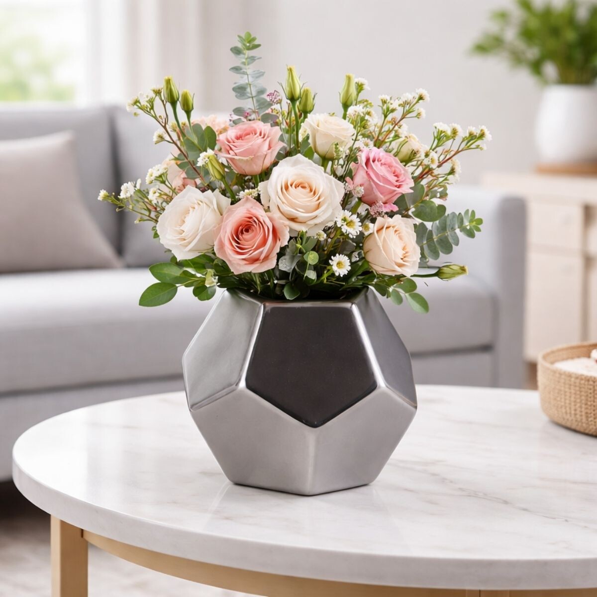 FLORERO DIAMONDS Plateado Medium 