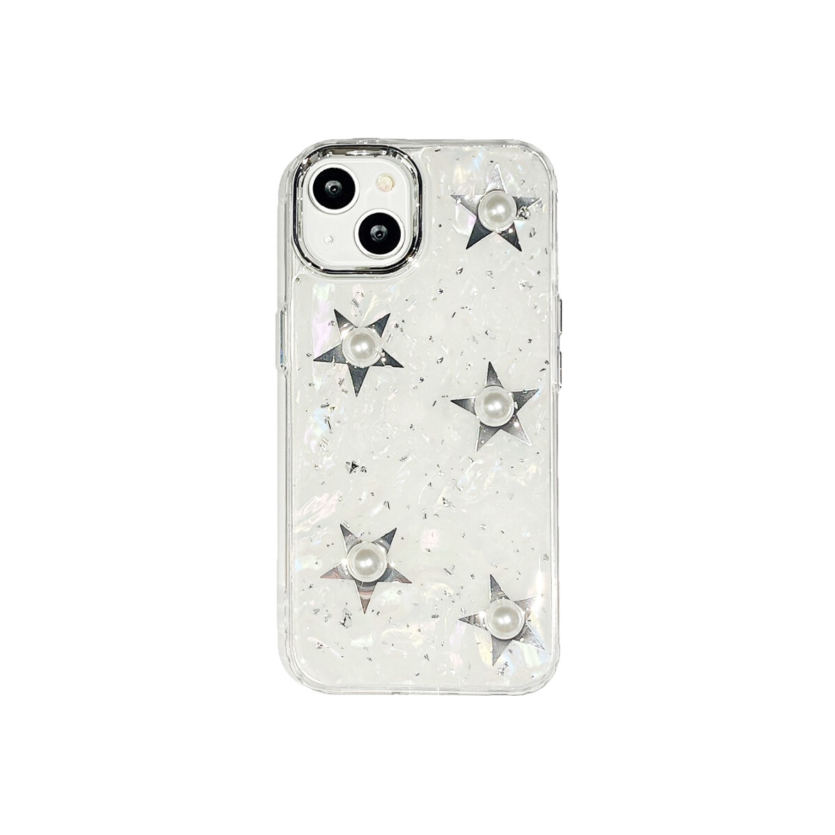 Protector iPhone 13/14 diseños estrellas con perlas 