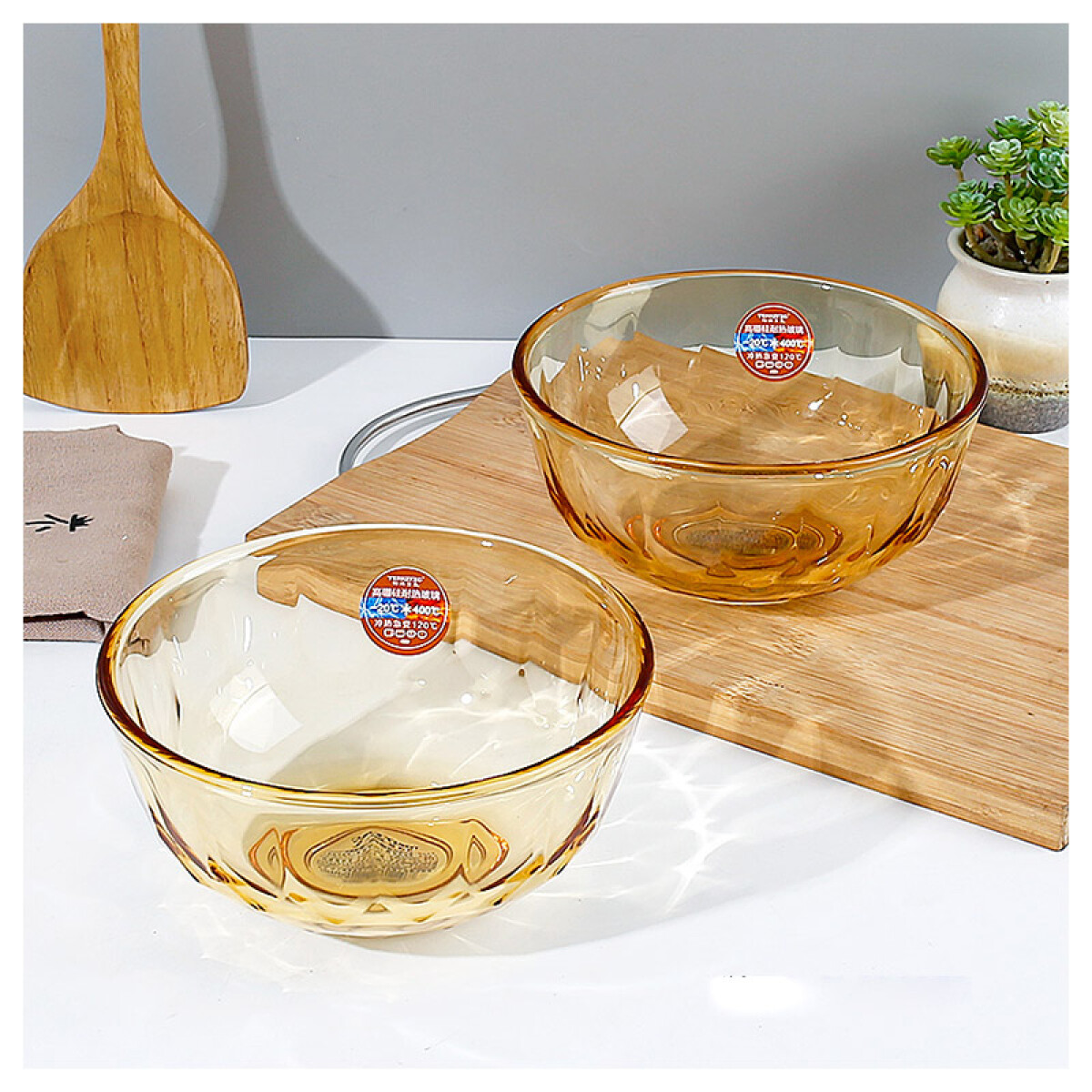 Bowl de vidrio color ámbar 16x8cm/1000ml - Bowl De Vidrio Color ámbar 16x8cm/1000ml 