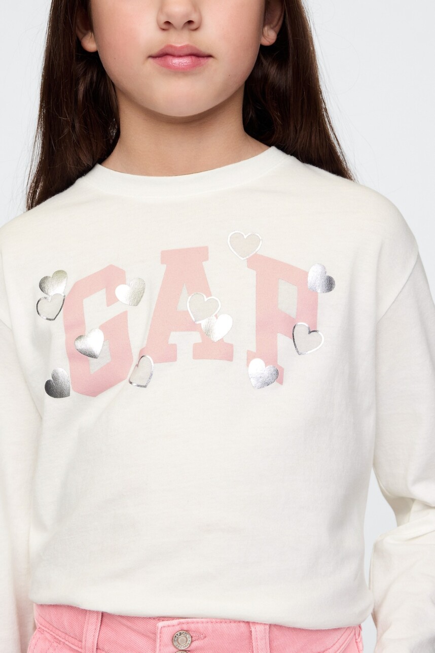 Remera Logo Gap Manga Larga Niña New Off White