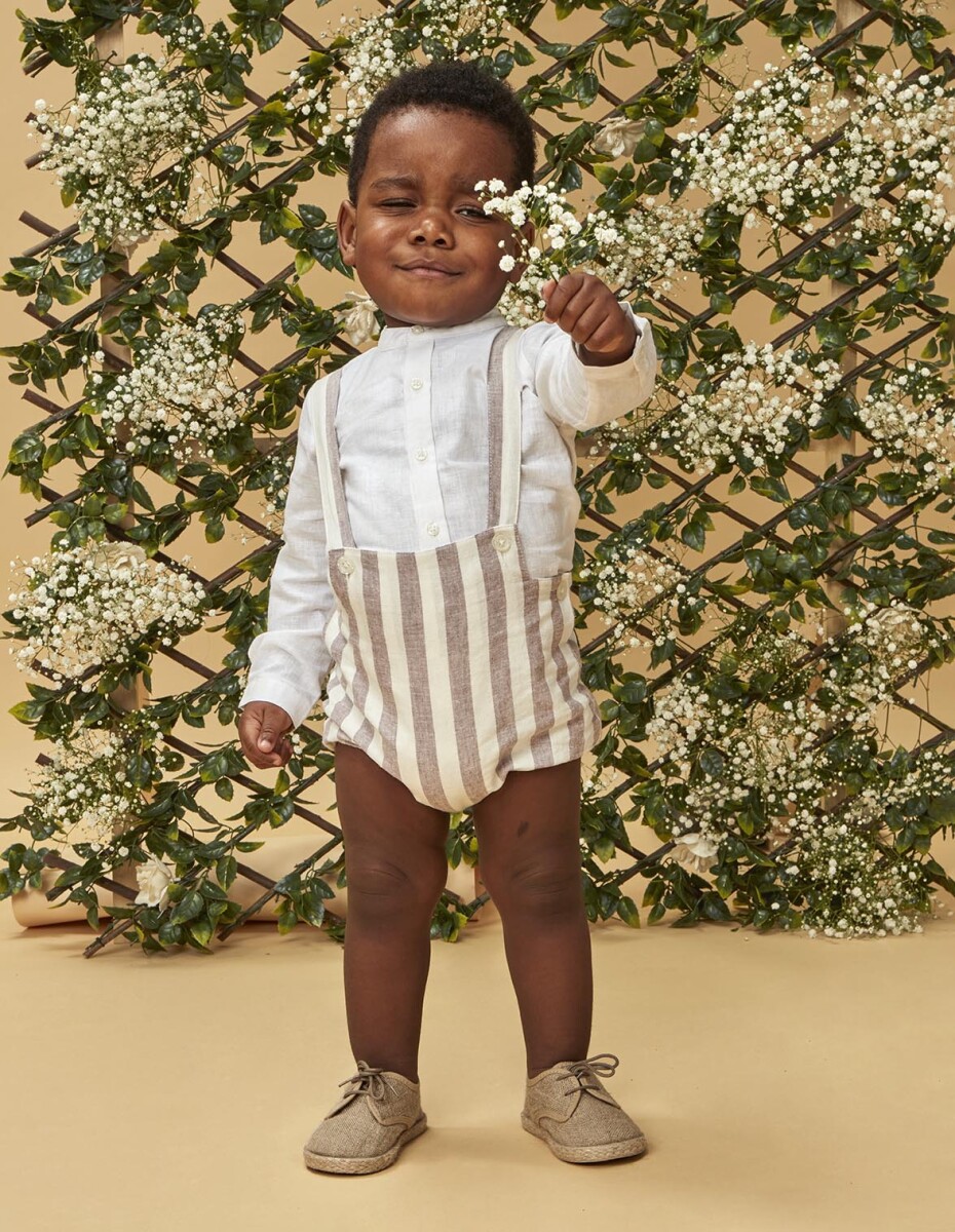 Bombacho De Lino Con Tirantes - Berenjena 