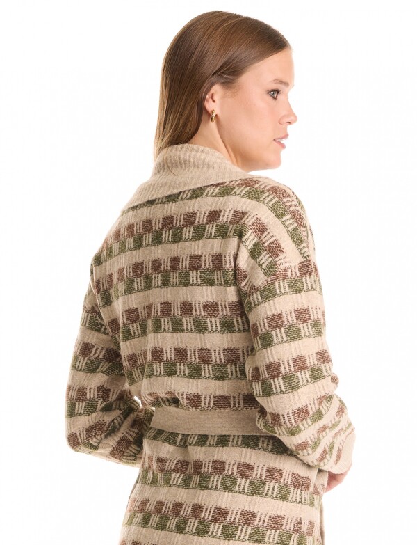 Cardigan Lazo Cuadro BEIGE/MULTI
