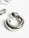 Aros Argollas Metal Argollas Metálicas Con Esfera - Plateado Rodio