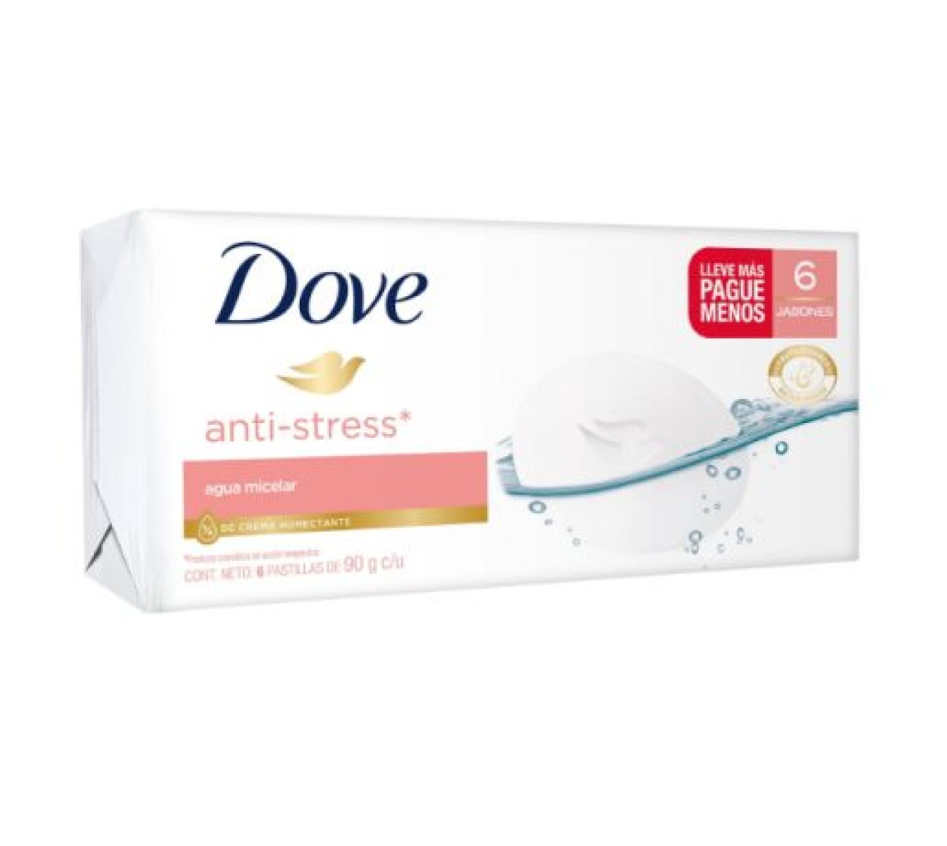 Dove Jabón en Barra Agua Micelar 90g (6 Unidades) | Limpieza Suave y Purificante