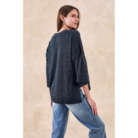 Sweater Manga Volados Lurex Negro