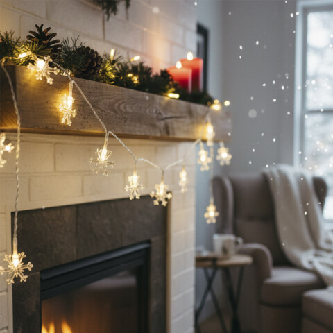 Luces de Navidad x 10 Cobos de Nieve 2 M con Bateria U