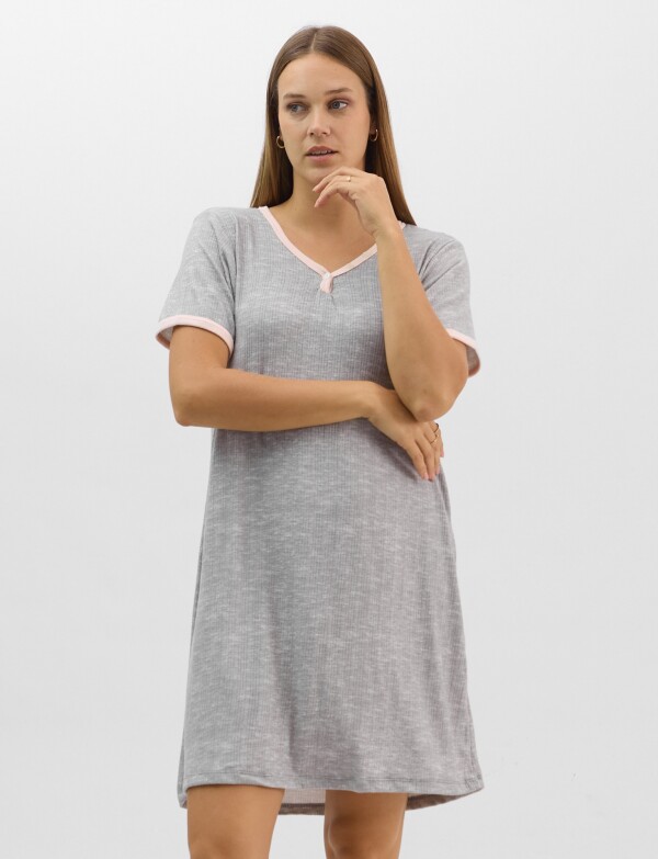 Camisón Con Textura Acanalada GRIS