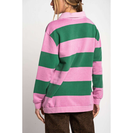 Sweater Polo Rayado Rosa