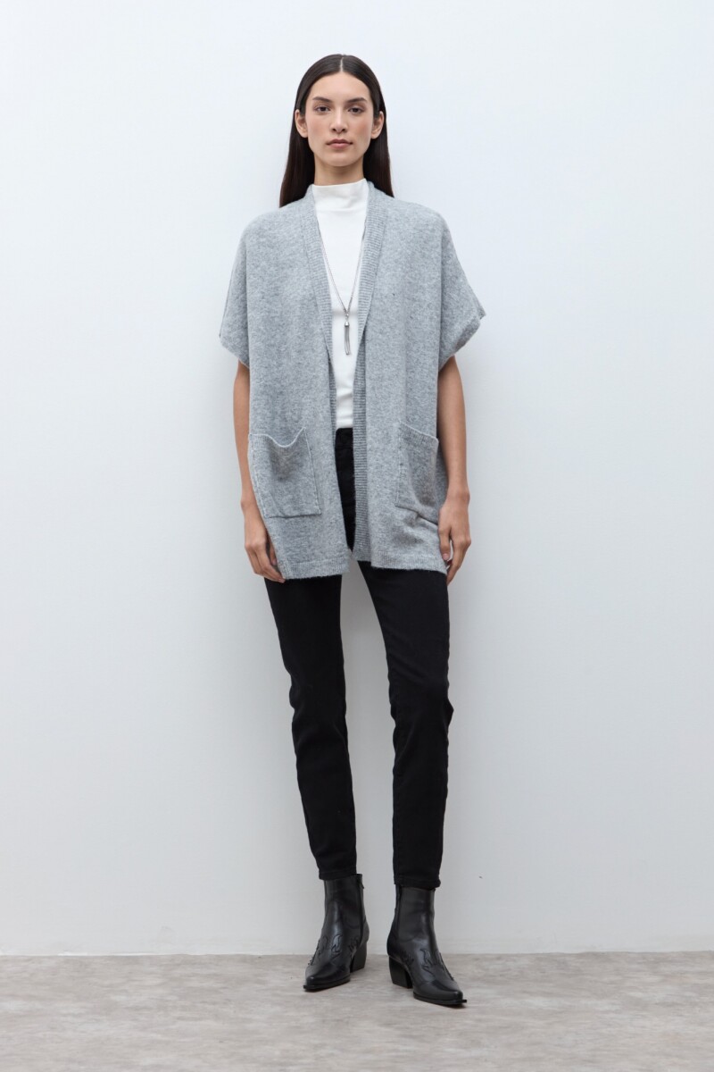 Ruana clásica gris melange