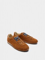 Zapatillas De Piel Monocromática camel