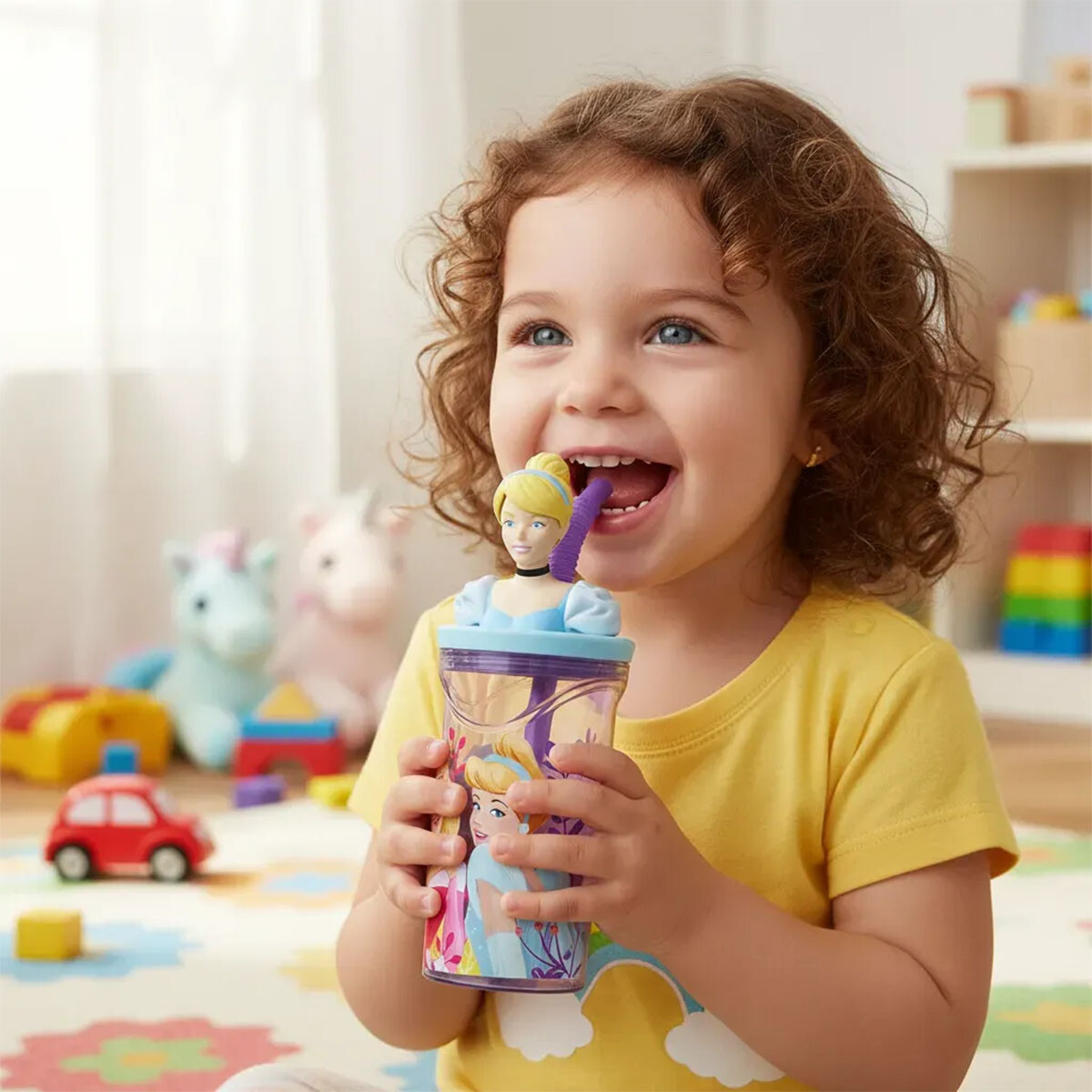Vaso Alto con Forma 3D Princesas 18 cm 360ml - 3 PRINCESAS 