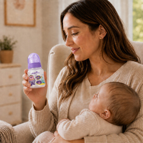 Mamadera Evenflo Acuario Bebés 0-3M 120Ml Tetina Flujo Lento Lila
