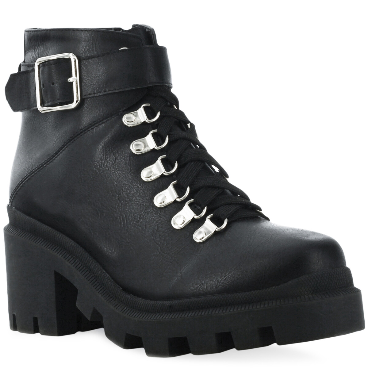 Bota LANA acordonada con hebilla MissCarol - Black/Pu 