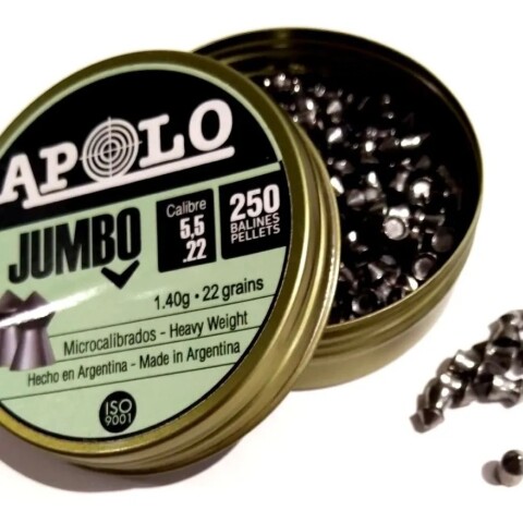 Chumbos Apolo Jumbo 5,5mm 250 Unidades 22 Grains Chumbos Apolo Jumbo 5,5mm 250 Unidades 22 Grains