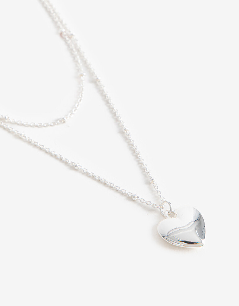 Collares Cortos Con Dijes Collar Corto Layer Corazón - Plateado