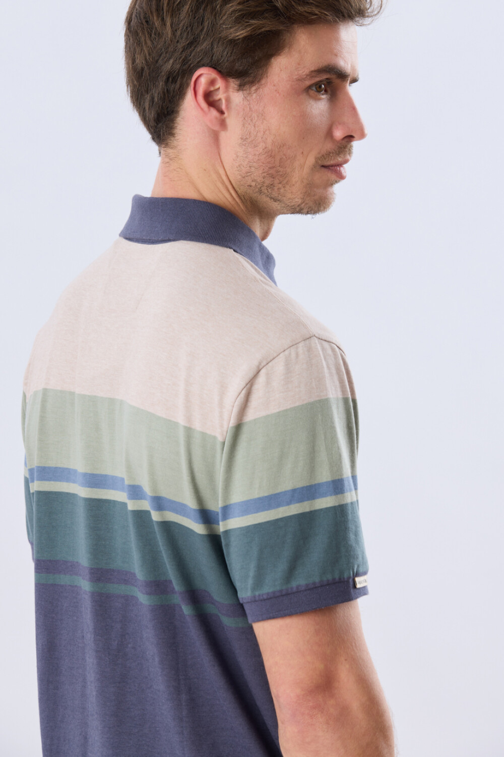 REMERA POLO RAYADA JERSEY Beige