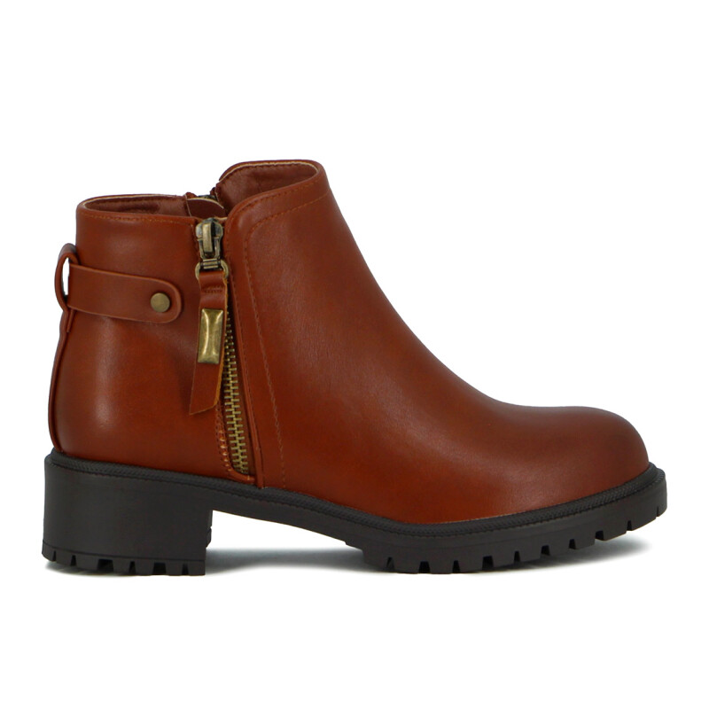 Darkness Bota De Dama Caña Baja Taco Cuadrado C/ Cierre - Tan Tan