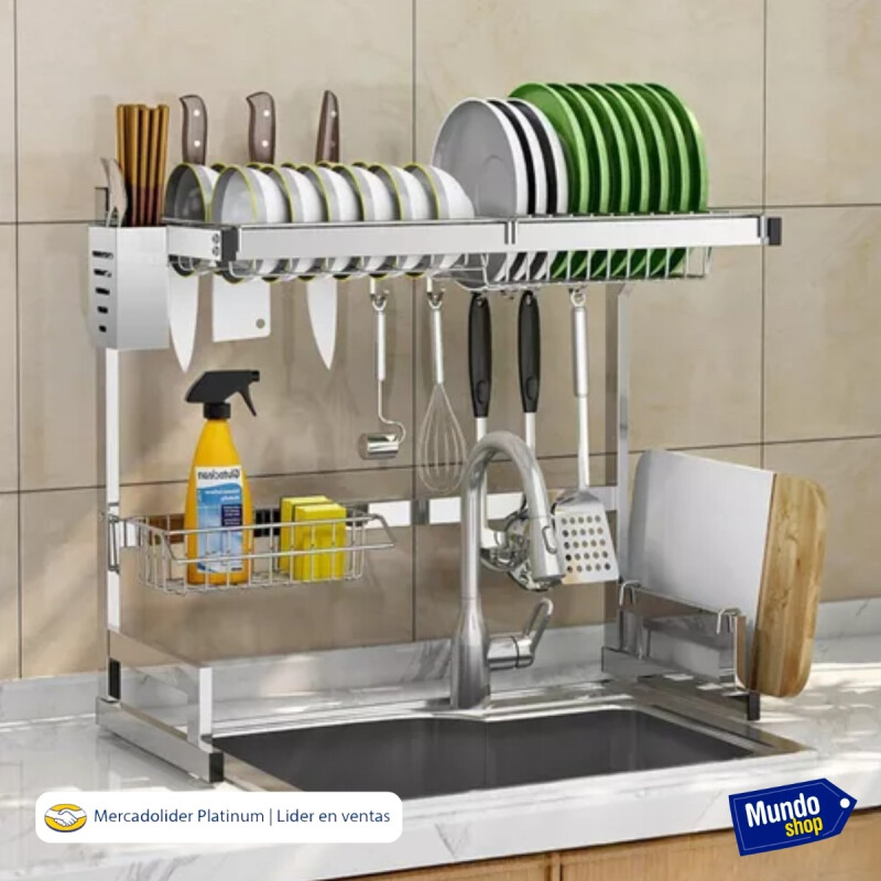 Escurridor Seca Platos Acero Vajilla 2 Pisos 65cm Jalisco Gris Claro