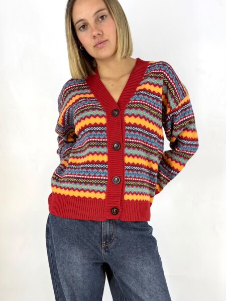 SACO SLOWLY 2446 ESTAMPADO ROJO