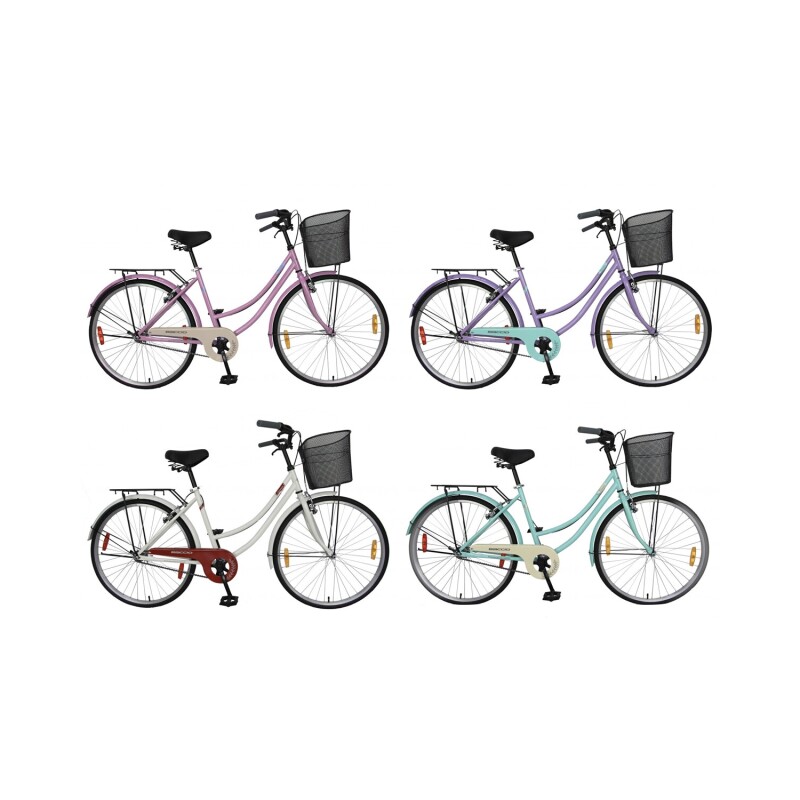 Bicicleta Baccio Siena Vintage Rodado 26 De Paseo Con Canasto Y Parrilla Trasera Violeta