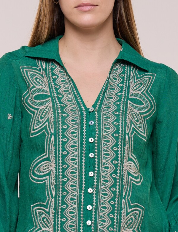 Camisa Rhian Con Bordado Frontal VERDE/MULTI