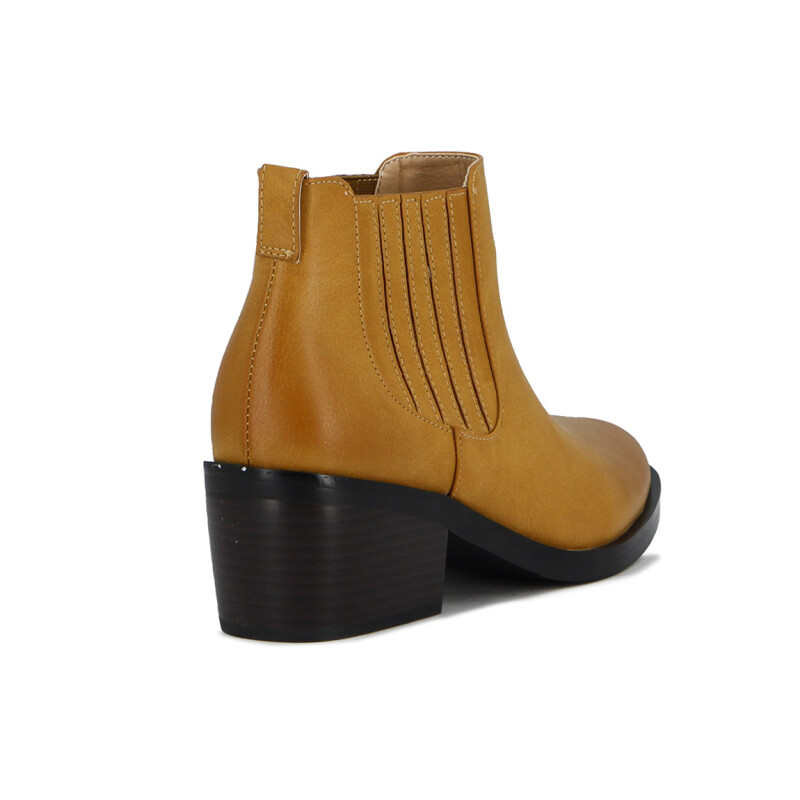 Darkness Bota Dama Caña Media Con Elastico Y Taco Bajo - Camel Camel