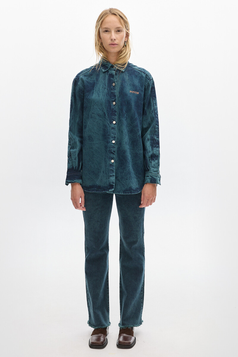 Camisa Noble Denim Washed Green