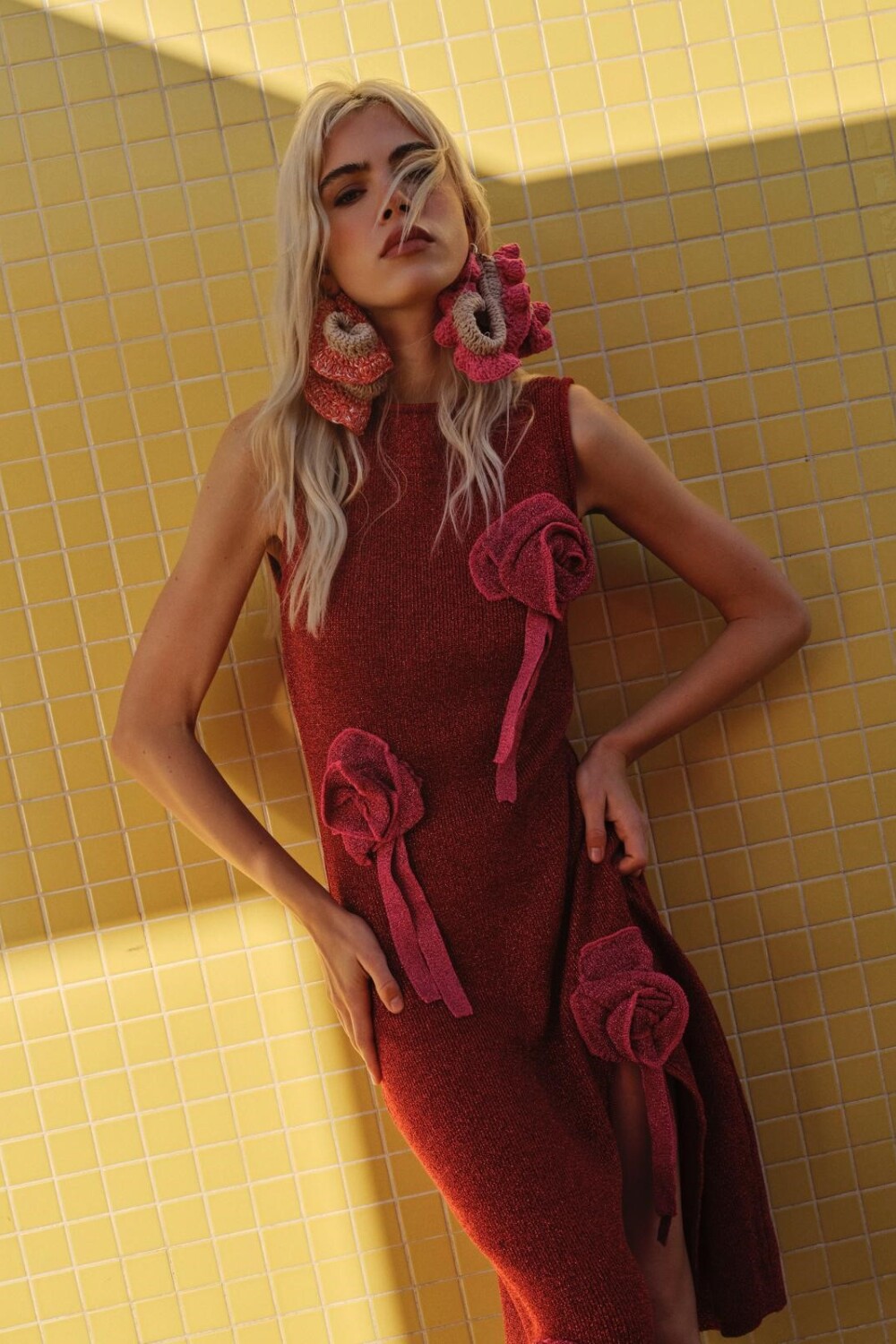 Rosette Dress Rojo / Fucsia