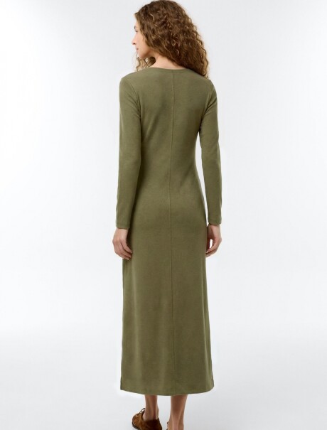 VESTIDO LARGO DE PUNTO ACANALADO - VERDE VERDE