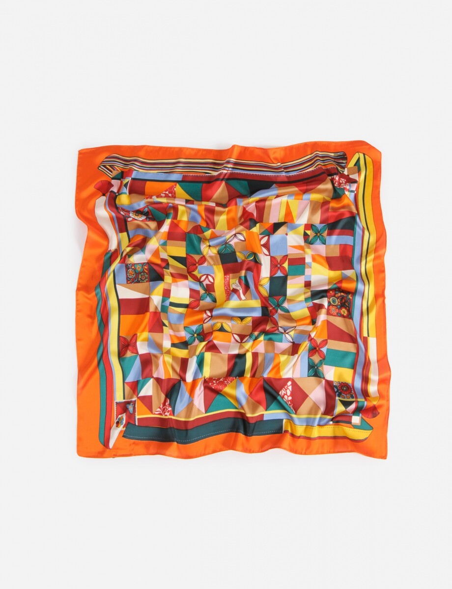 Pañuelo geométrico colorblock - naranja 