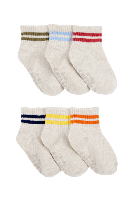 Pack seis pares de medias de algodón, antideslizantes. Talle 2/4T Pack seis pares de medias de algodón, antideslizantes. Talle 2/4T