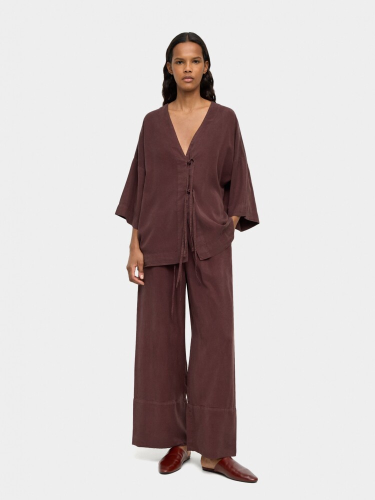 Pantalón Liso 100% Lyocell marron